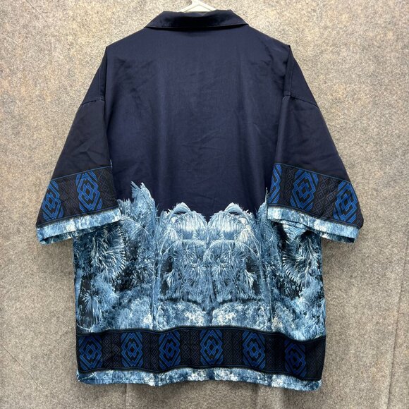 Vintage Southpole Shirt Mens XXL Blue Hawaiian Button Y2K Palm Trees Streetwear - Picture 11 of 14